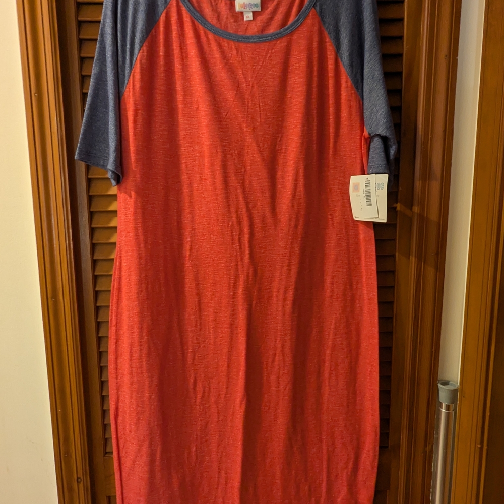 Red and Blue Raglan Sleeve Dress